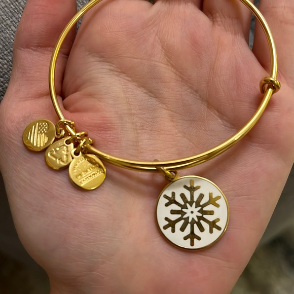 Alex and Ani Gold Bracelet with White Snowflake charm - Picture 2 of 7